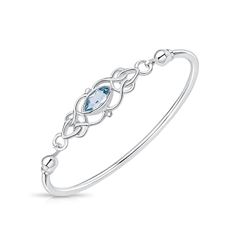 DTPsilver -Damen Armreif/Armbänder 925 Sterling Silber - Keltische Dreifaltigkeitsknoten - keltischen Kollektion - Blautopas