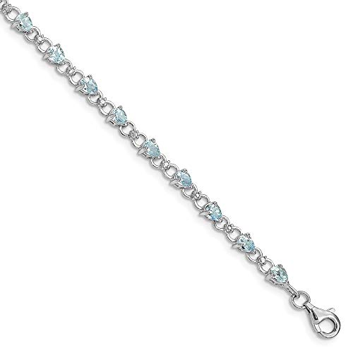 Sterling Silber Aquamarin Und Diamant JewelryWeb Armband