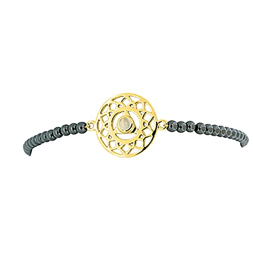 Viva Diva Armband Chakra, Silber vergoldet, Mondstein, Hämatit-Kette 16cm + 2cm Verlängerung