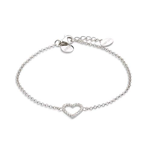 XENOX XS2784 Damen Armband Herz Love Story Sterling-Silber 925 Silber weiß Zirkonia 20 cm