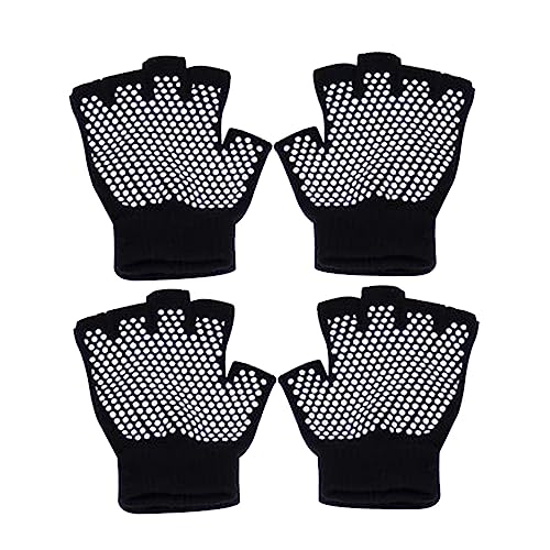 CLISPEED 2 Paar Angelhandschuhe Yoga-Handschuhe Fahrradhandschuhe Pilates-Workout-Handschuh e Halbfinger-Handschuhe Silikon-Handschuhe Strickhandschuhe Schwarzes Armband