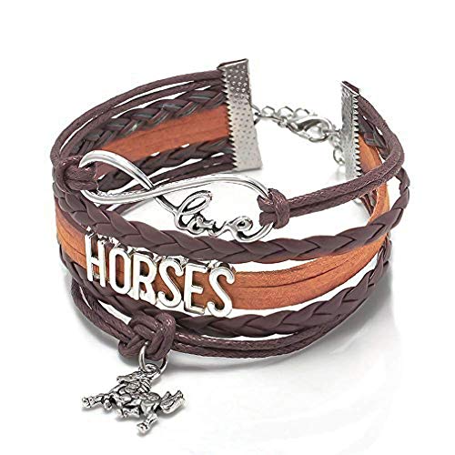 Ogquaton Premium Qualität Mode Mädchen mehrschichtig Kunstleder Infinity Liebe Pferd Charm Armband Schmuck