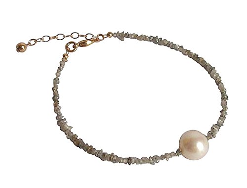 GemShine - Damen - Armband - Diamant - Grau - Perle - Weiß