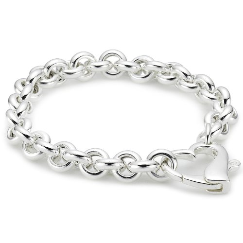 Vinani Damen Armband 925 Silber - Armband mit Herz-verschluss für Frauen aus 925 Sterling Silber - AHSL