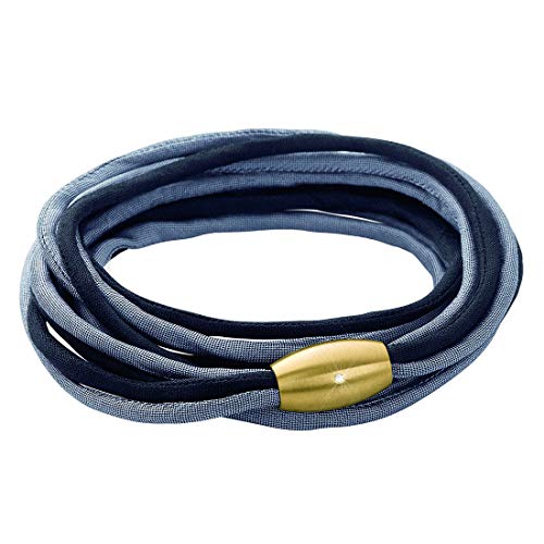 XEN Seidenarmband grau/schwarz mit Brillant Magnetverschluss Längen zur Wahl 53