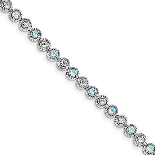 Sterling Silber Topas Blau Diamant JewelryWeb Armband
