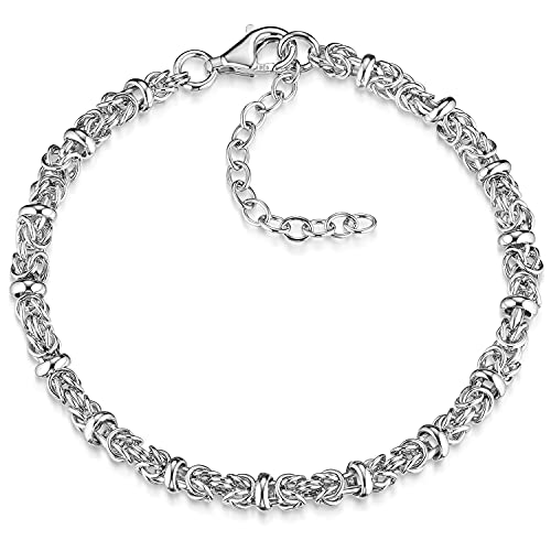 MATERIA Damen Armband Silber 925 Königskette 4,5mm 8,7g rhodiniert 18-22cm längenverstellbar + Box #SA-29