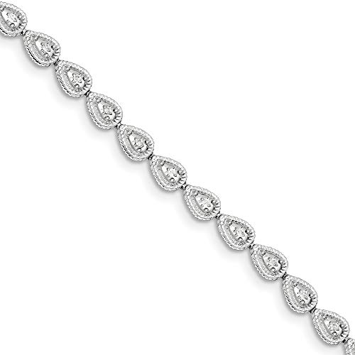 Sterling Silber rhodiniert Diamant, Tropfenform, JewelryWeb Armband Link