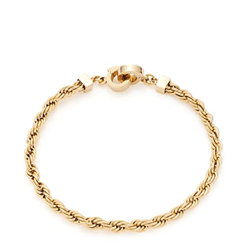 JEWELS BY LEONARDO Armband Clip & Mix Cordula • schlichte Arm-Kette aus goldfarbenem Edelstahl • geflochtene Kordel • 18,5 cm Länge • Geschenk Damen Schmuck • 021803