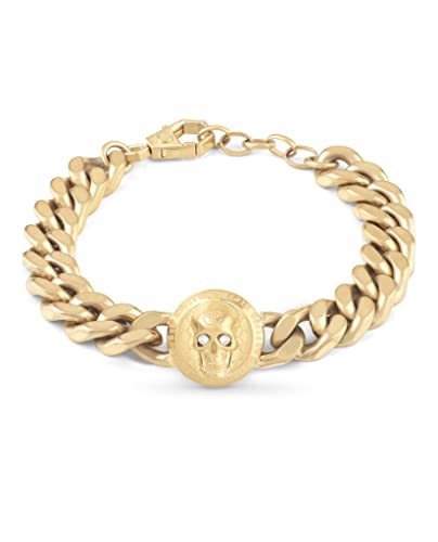 Philipp Plein Herren Armband Armkette Edelstahl IP Gold 3D Skull PJ8AA14BU