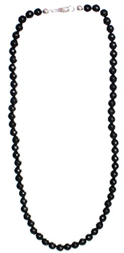 Budawi® schwarze Turmalin Kette Halskette Kugel facettiert 6 mm 925er Silberverschluss 45 cm