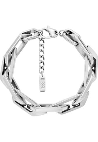 Diesel Herren Silberfarbenes Edelstahl Armband, DX1577040