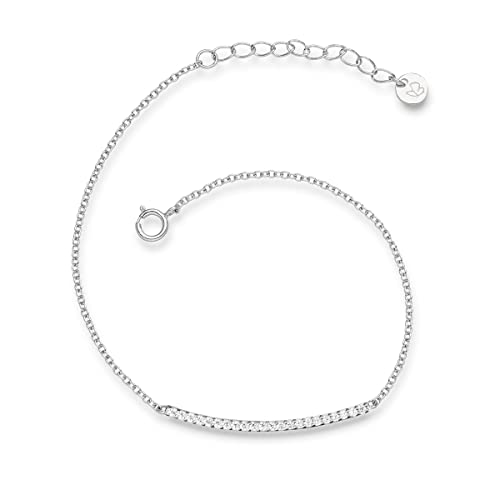 Glanzstücke München Damen-Armband Sterling Silber Zirkonia weiß 17 + 3 cm - Silber-Armkettchen Freundschaftsarmbänder Armbändchen Silber 925