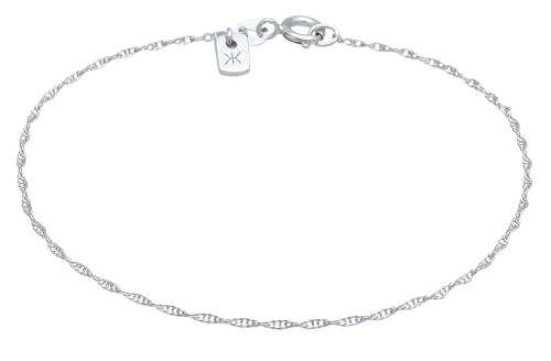 Kuzzoi Silber-Armband handgefertigt für Herren zartes Gliederarmband (1 mm) Twisted Look aus 925 Sterling Silber poliert, Länge 19 cm