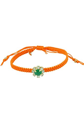TAI Damen Makramee Armband orange/ grüner Stein Freundschaftsarmband zierlich geknüpft und verstellbar