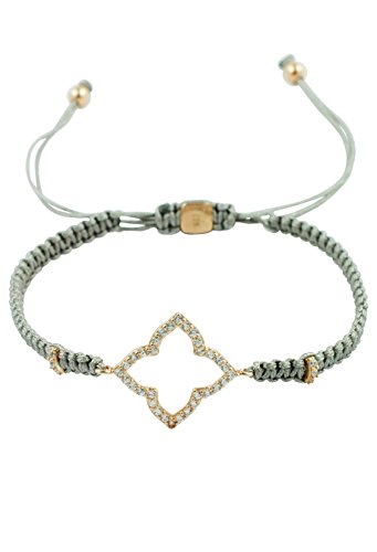 Vanessa's Joy Damen Armband 925er Silber Makramee 'Oriental Flower' grau Freundschaftsarmband zierlich und verstellbar