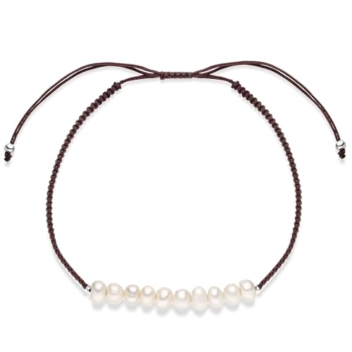 Materia Makramee Armband mit Perlen Damen braun SA-44-Braun