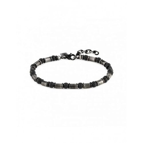 Nomination Men's Burnished Steel Bracelet with Black Spheres Instinct Stone 027921/036