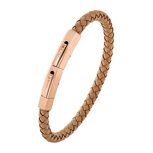 s.Oliver Armband Edelstahl Leder Herren Armschmuck, 20+1,6 cm, Silber, Kommt in Schmuck Geschenk Box, 2032527