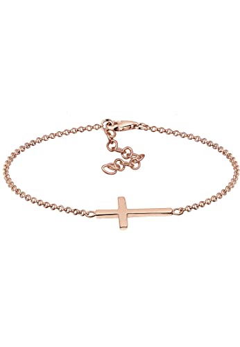 Elli Armband Damen Kreuz Glaube in 925 Sterling Silber rosévergoldet