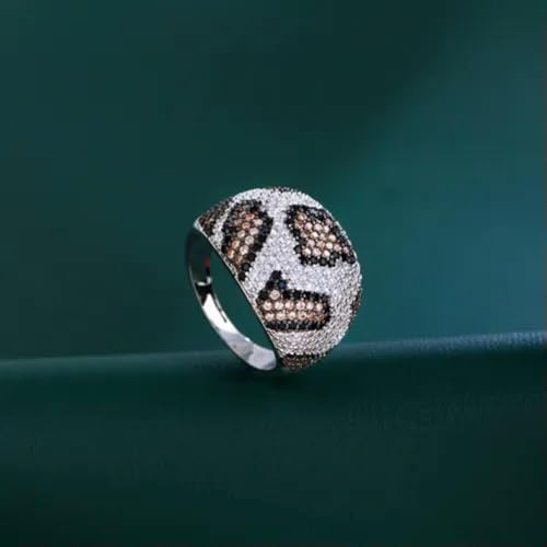 Verlobungsring mit Leopardenmuster und Zirkonia, Weißgold plattiert, Modeschmuck