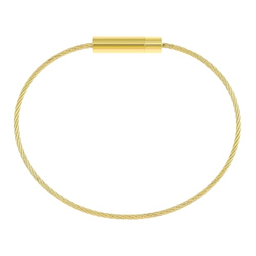 Made by Nami Drahtseil Armband Herren Gold mit Drehverschluss Schmuck Männer (Gold)