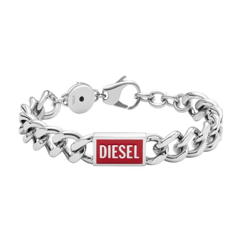 Diesel Armband Für Männer Stahl, Länge: 180-195mm, Breite: 12mm, Höhe: 4.3mm Silber Edelstahlarmband, DX1371040