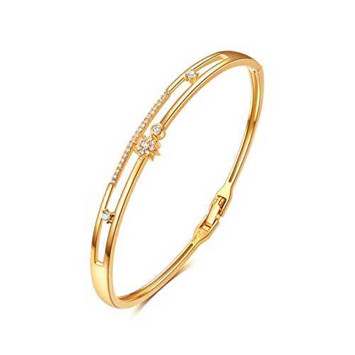 Armband Gold Frauen, E Jewelry 18K Gold Plattiert Sterne 3A Zirkonia für Frauen Armkette Armreif Armbänder Damen