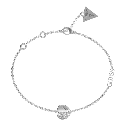 Lovely Guess Plain Pave Heart Charm Bracelet UBB03036RHL