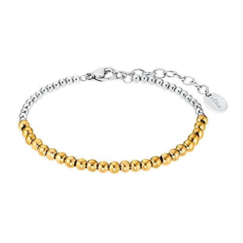 s.Oliver Armband Edelstahl Damen Armschmuck, mit Glas, 16+4 cm, Gold, Kommt in Schmuck Geschenk Box, 2032543