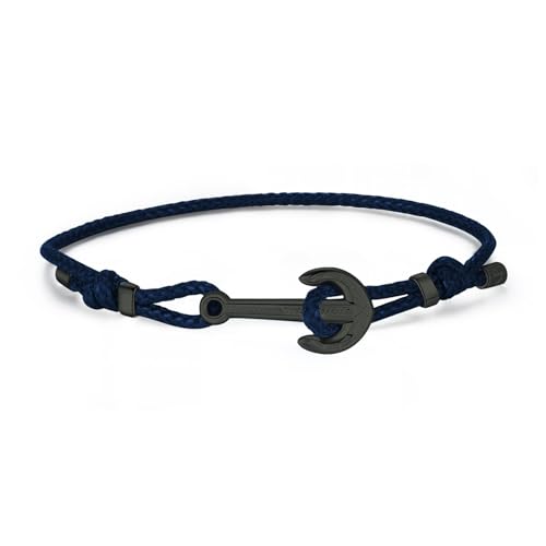 S'Agapõ Herrenarmband aus Stahl und Kordel mit Anker-Symbol | Kollektion Anchor - SOR14, 220mm, Nylon