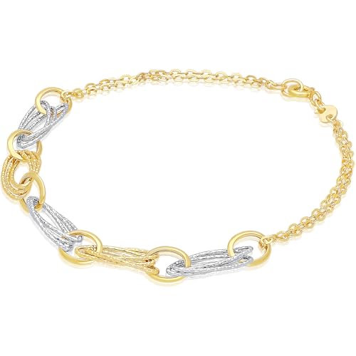 GioiaPura Damen-Armband aus der Kollektion 375er Gold. Armband aus 9 Karat Gelb- und Weißgold, Gewicht: ca. 1,6 g. Der Verschluss ist mit Karabinerverschluss. Referenz: gp9-s178006, Gold