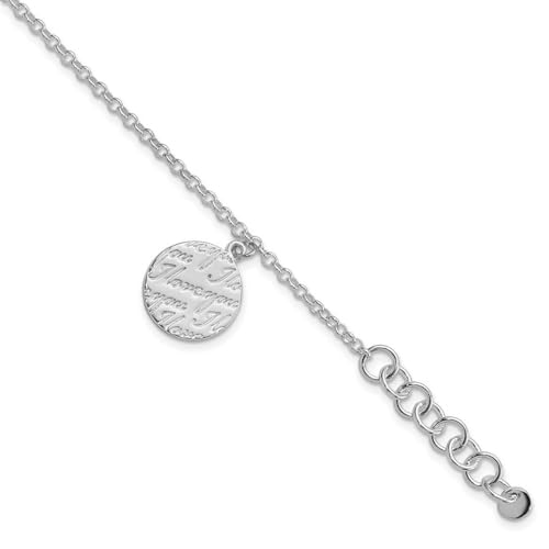 Sterling Silber poliert I Love You With 2,5 cm Ext. Armband 20 cm