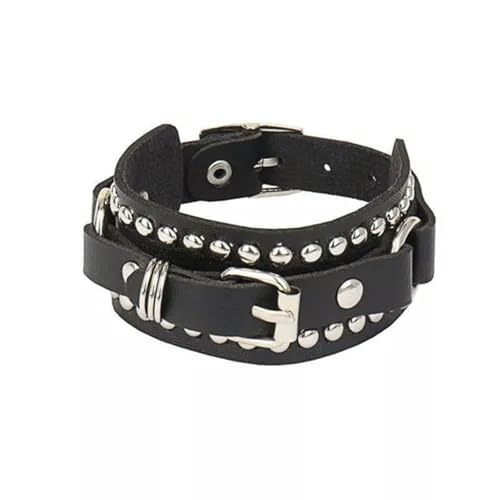Männer Frauen Spike Nieten Armband Punk Goth Biker Breites Leder Armband-Stud Gürtel 24cm