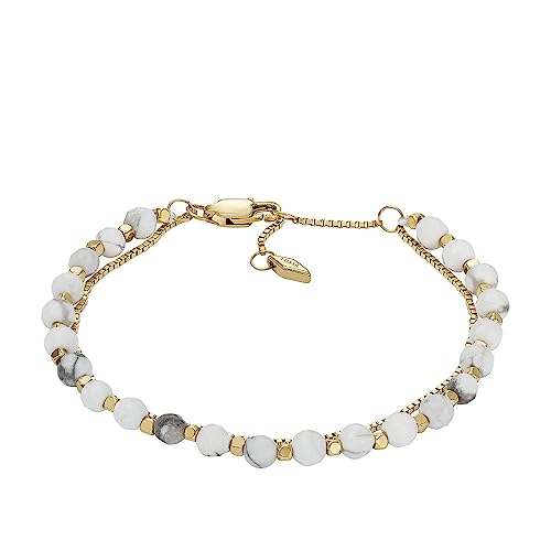 Fossil Armband für Frauen All Stacked Up Howlite, Kettenarmband mit Perlen, Länge: 165mm+35mm, Breite: 4mm, JF04443710