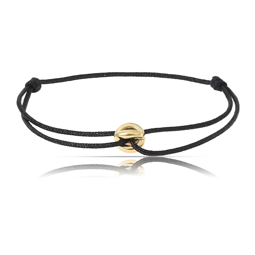 Made by Nami Minimalistisches Armband Herren & Damen • Handgemacht & Geflochten • 100% Wasserfest & Verstellbar • Partner Geschenke (Schwarz Gold)