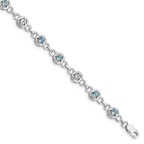 Sterling Silber Blau Topas und Diamanten JewelryWeb Armband