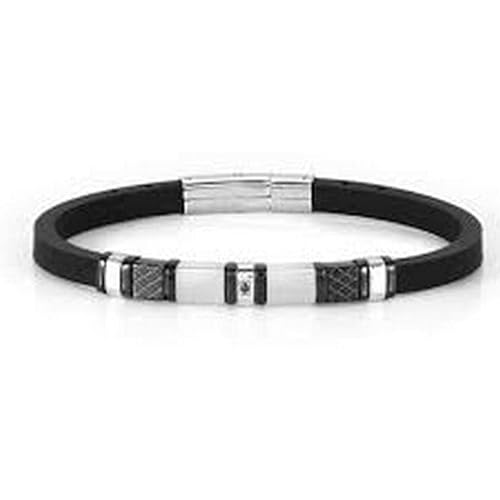 Nomination City men's black silicone bracelet with plate and zircons 028810/015