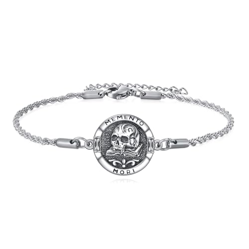 ONEFINITY Memento Mori Armband 925 Sterling Silber Memento Mori Armband Schädel Stoic Schmuck Für Herren