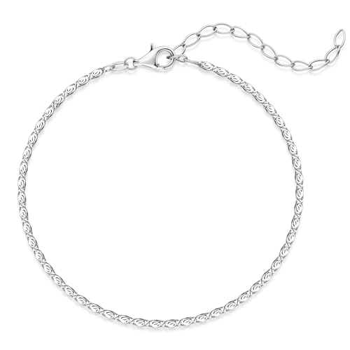 MATERIA Frauen Herren Armband Silber 925 - S-Panzerkette 1,8mm dünn 18-23cm Länge verstellbar diamantiert SA-25-Silber