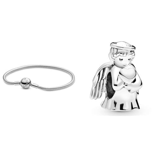Pandora Damen-Armband mit Kugelverschluss, glatt 925 Silber 17 cm-590728-17 & Charm Engel der Liebe 798413C00
