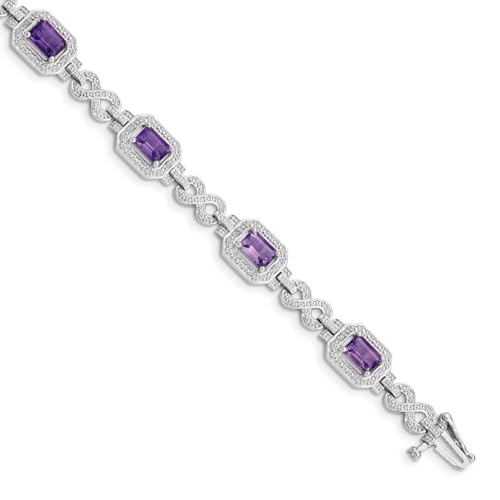 Armband Sterling-Silber 925 rhodiniert Diamant Amethyst