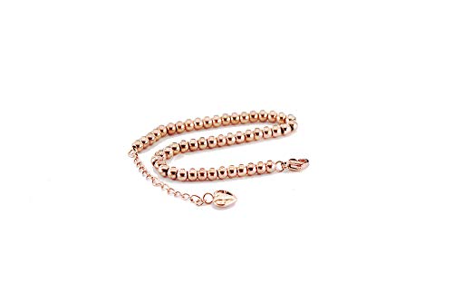 findout Damen 14K Roségold vergoldet Titan Stahl 4 mm Perlen Armbänder, für Frauen Mädchen (F1386)