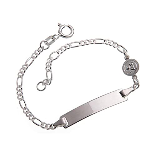 Silberketten-Store Baby- & Kinder ID Armband mit Engel-Anhänger inkl. Gravur & Geschenksäckchen I aus 925 Silber gefertigt I nickelfrei für Allergiker geeignet I 10 Schriftarten I 16 cm