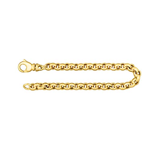 EDELIND 585 Gold Armband Damen Herren 6 mm Bracelet Erbskette hohl 14 Karat Echt Gold L 19cm Armkette Gelbgold Goldarmband mit Schmuck Geschenk Box