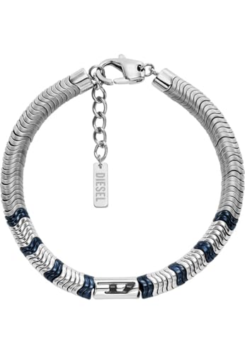 Diesel Herren D Logo Silberfarbenes Edelstahl Armband, DX1572931