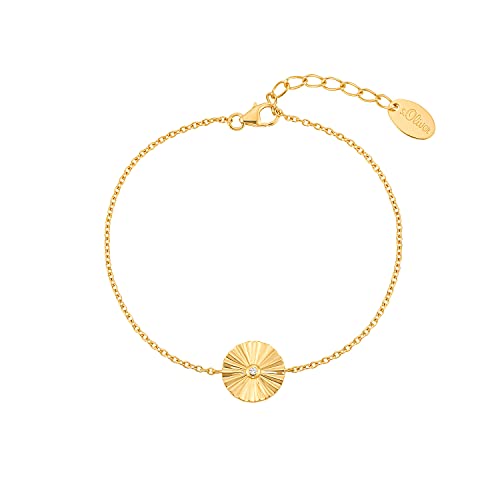 s.Oliver Armband 925 Sterling Silber Damen Armschmuck, mit Zirkonia synth., 17+3 cm, Gold, Kommt in Schmuck Geschenk Box, 2031438