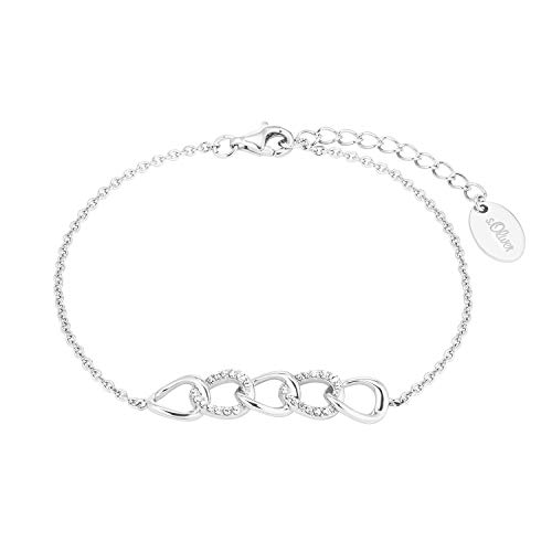 s.Oliver Armband 925 Sterling Silber Damen Armschmuck, mit Zirkonia synth., 17+3 cm, Silber, Kommt in Schmuck Geschenk Box, 2028498