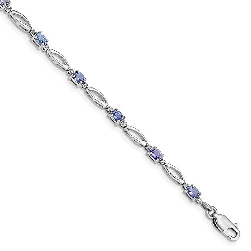 Sterling Silber Rhodiniert Tansanit und Diamant JewelryWeb Armband