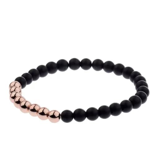 18K Kupfer Perlen Charm Unisex Mode Herren Schwarz Lava Stein Armbänder Günstigstes-Roségold